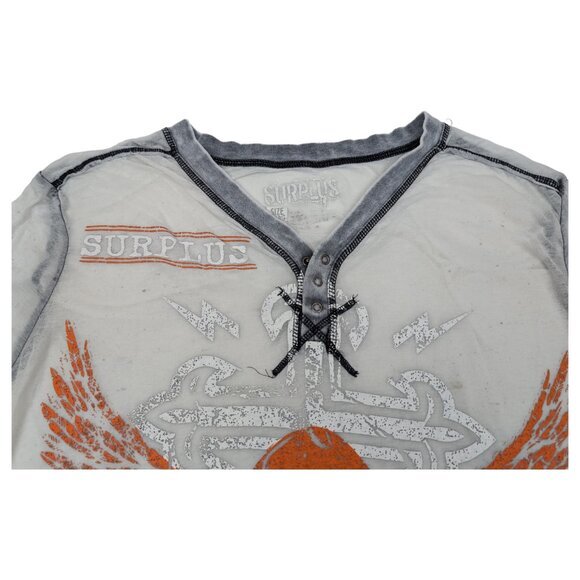 Mens Surplus‎ Brand Shirt Sz XL, Thin Lightweight Breathable Skull Wings Cross - Picture 3 of 8